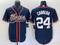 Men's Detroit Tigers Miguel Cabrera #24 Navy Replica Player Jersey1 Joint Edition