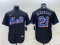 Men's New York Mets Max Scherzer #21 Black Replica Baseball Jersey1