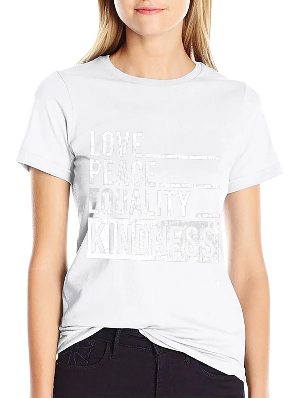 Love Peace Equality Kindness Graphic Tee - Black