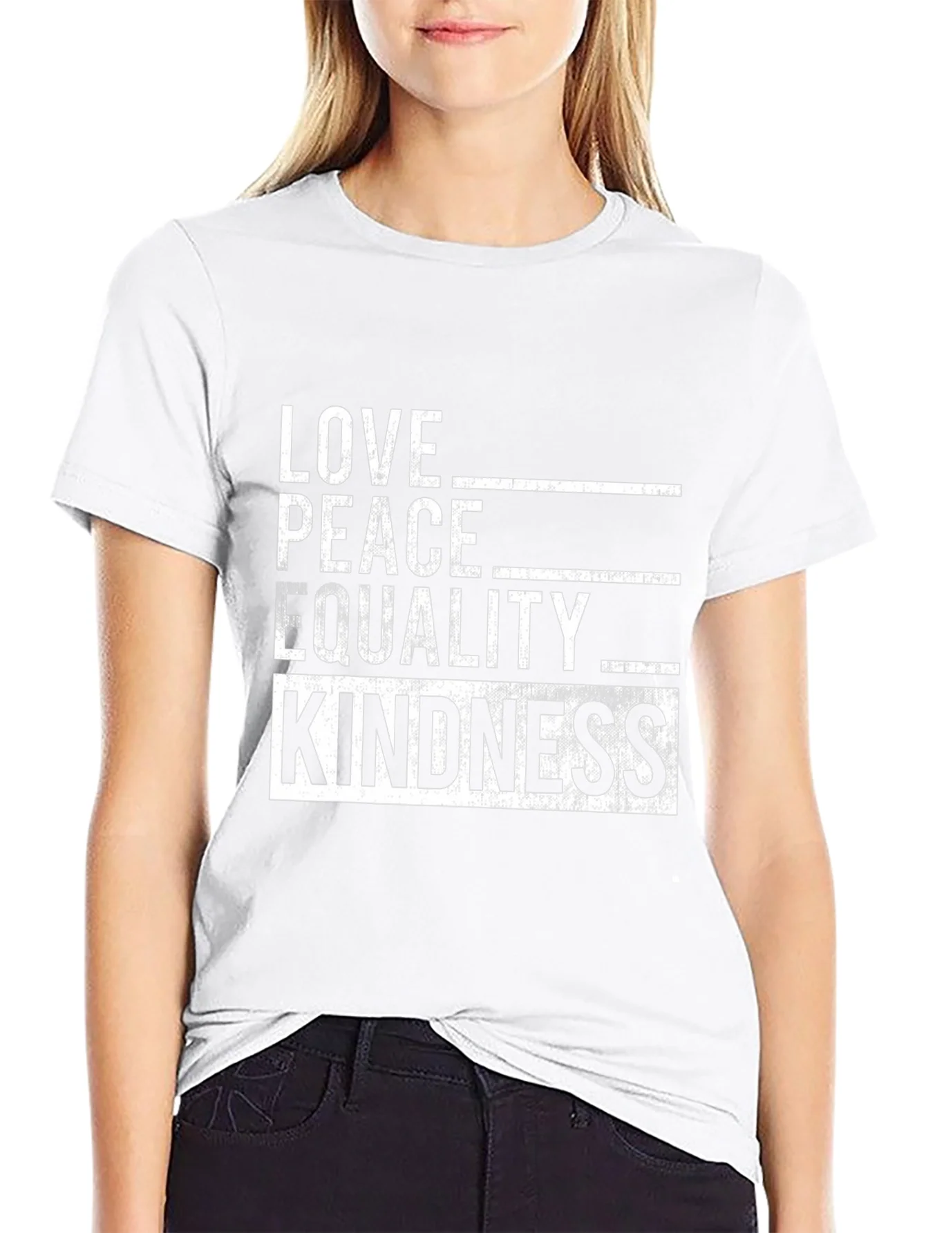 Love Peace Equality Kindness Graphic Tee - Black