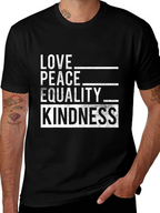 Love Peace Equality Kindness Graphic Tee - Black