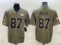 Men's Kansas City Chiefs Travis Kelce #87 Olive 2022 Salute To Service Limited Jersey1