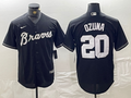 Men's Atlanta Braves Marcell Ozuna #20 Black Limited Player Jersey1