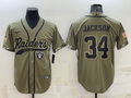 Men's Las Vegas Raiders Bo Jackson #34 Olive 2022 Salute To Service Limited Jersey1 Joint Edition
