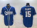 Men's Dallas Cowboys Ezekiel Elliott #15 Royal Game Jersey1