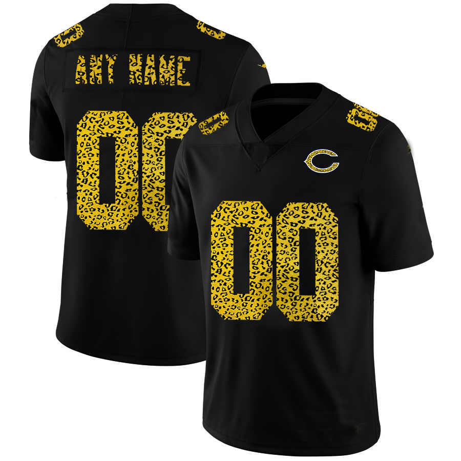 Custom1 Chicago Bears Leopard Print Fashion Vapor Limited Jersey1 Black Stitched Jersey1 Football Jerseys