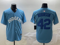 Men's Los Angeles Dodgers Jackie Robinson #42 Light Blue Replica Player Jersey1