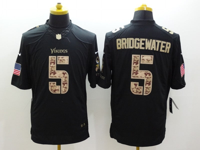 Men's Minnesota Vikings Teddy Bridgewater #5 Black Game Player Jersey1