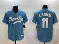 Men's Los Angeles Dodgers Roki Sasaki #11 Light Blue Cooperstown Collection Player Jersey1