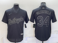 Men's Los Angeles Dodgers Fernando Valenzuela #34 Black Alternate Game Jersey1