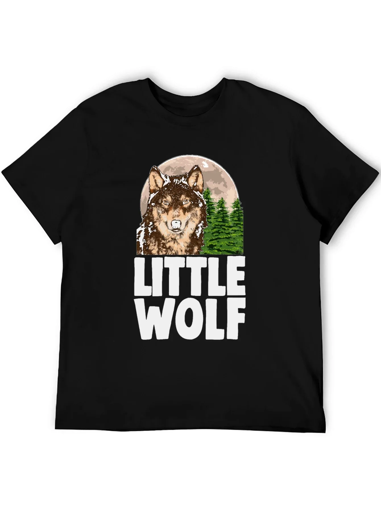 Little Wolf Graphic Tee - Mens Black T-Shirt