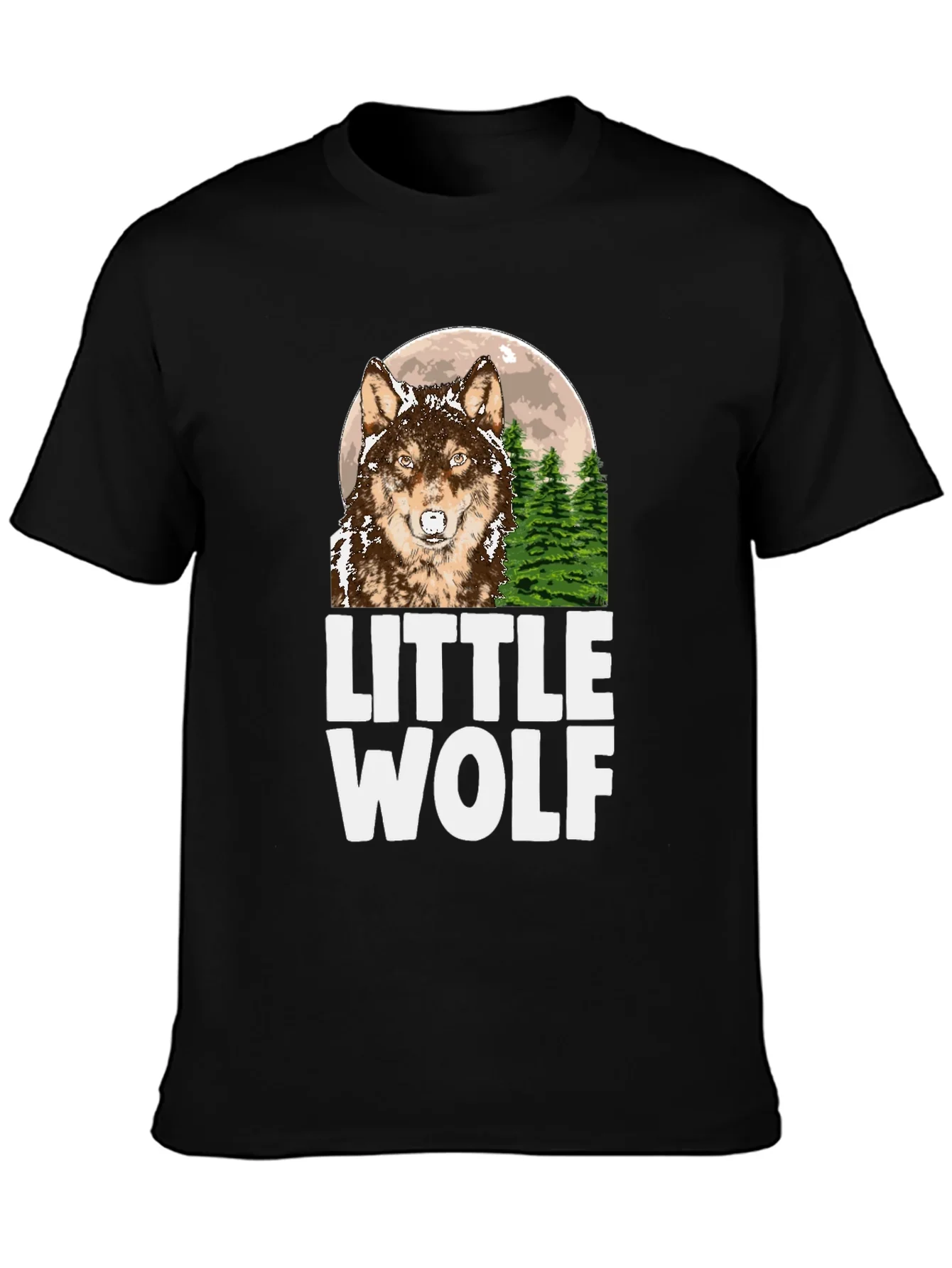 Little Wolf Graphic Tee - Mens Black T-Shirt