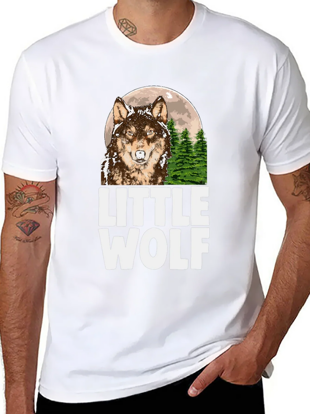 Little Wolf Graphic Tee - Mens Black T-Shirt