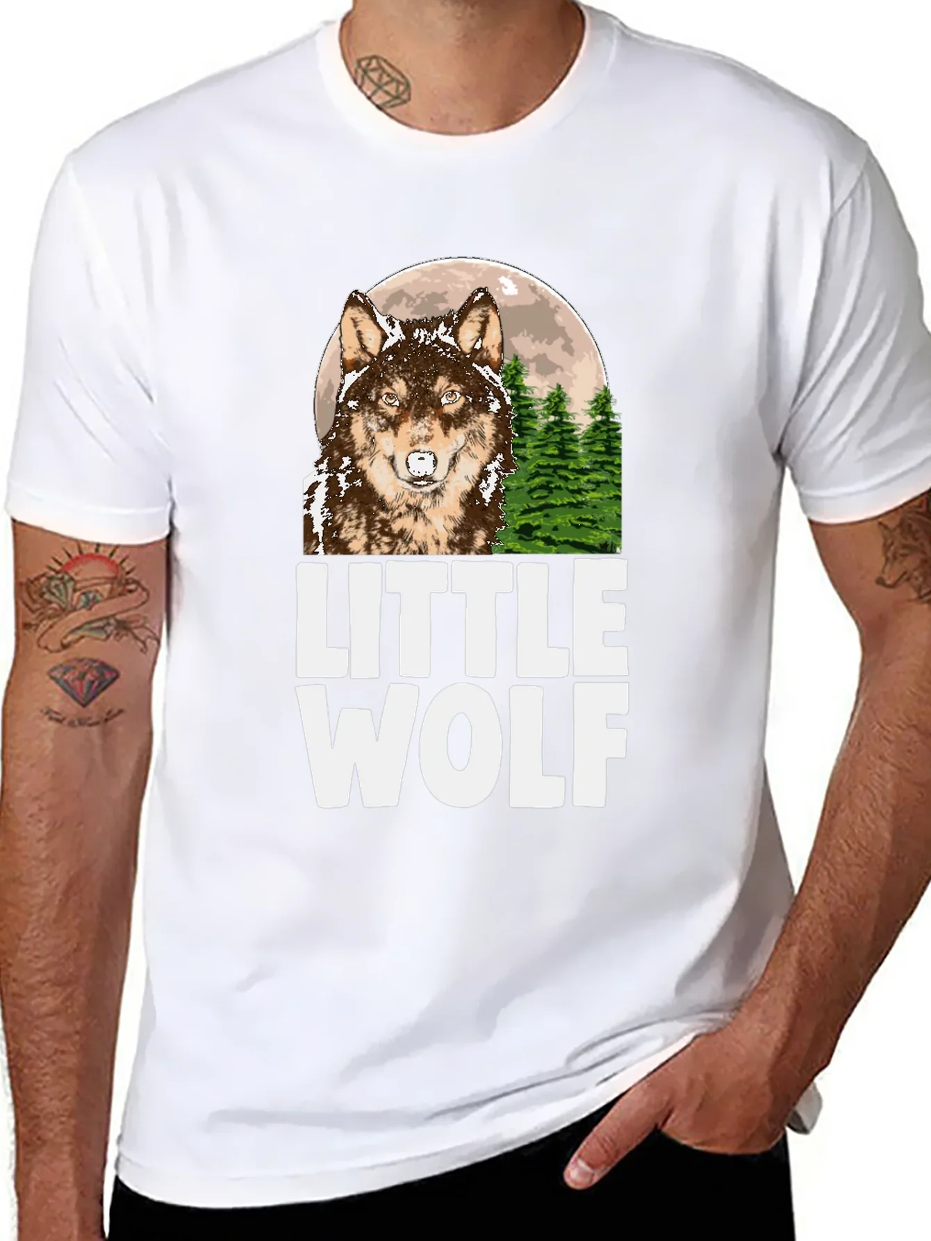 Little Wolf Graphic Tee - Mens Black T-Shirt