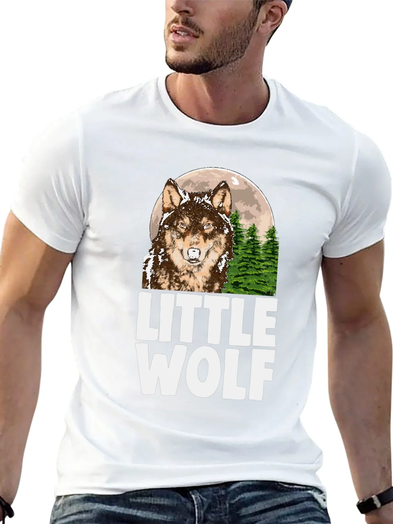 Little Wolf Graphic Tee - Mens Black T-Shirt