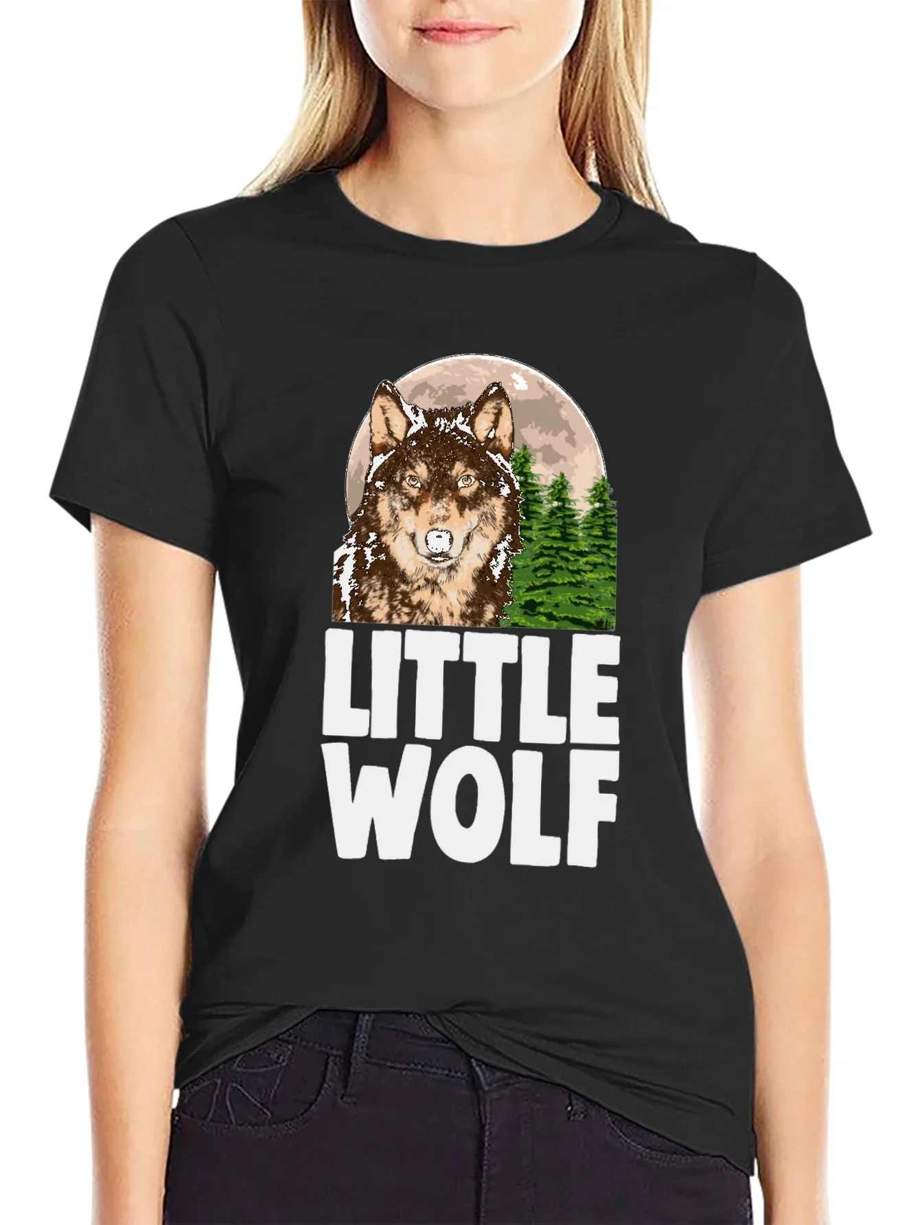 Little Wolf Graphic Tee - Mens Black T-Shirt