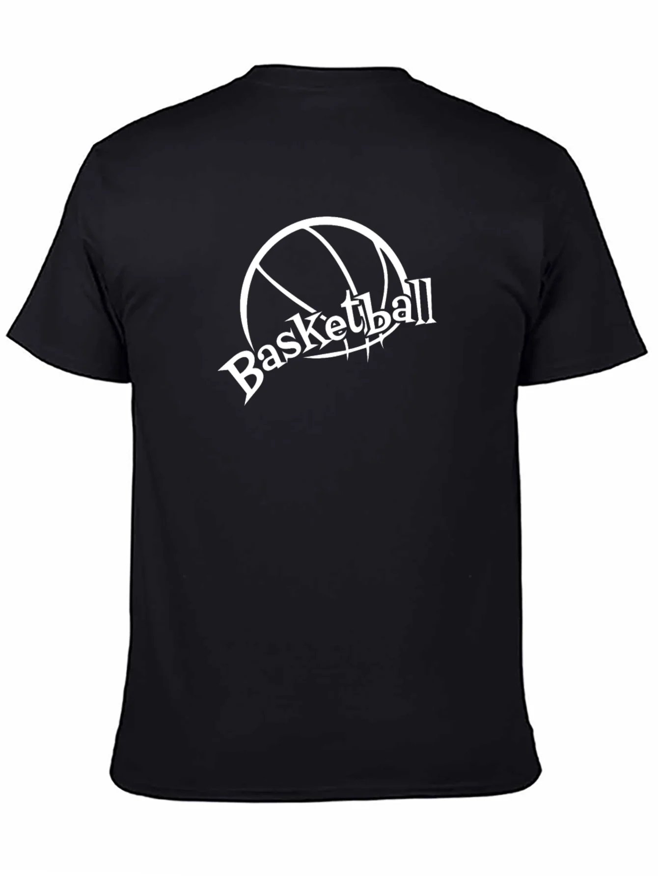 Basketball Graphic Tee - Black Cotton T-Shirt