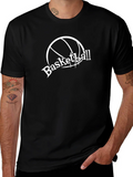 Basketball Graphic Tee - Black Cotton T-Shirt
