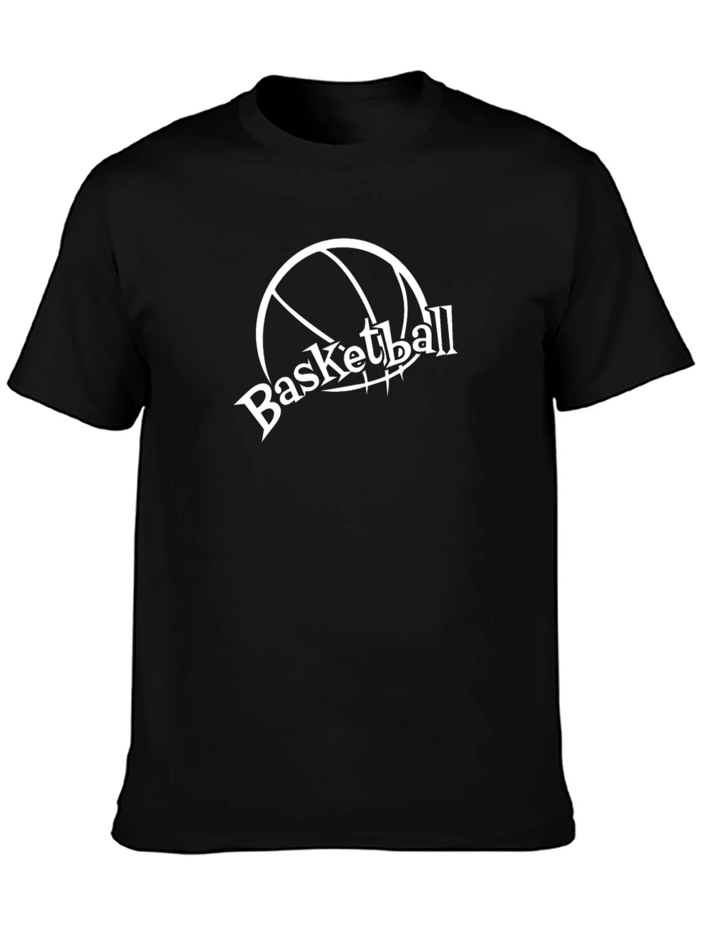 Basketball Graphic Tee - Black Cotton T-Shirt