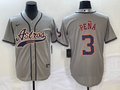 Men's Houston Astros Jeremy Pena #3 Gray Replica Jersey1 Joint Edition