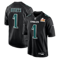 Men's Philadelphia Eagles Jalen Hurts #1 Carbon Black Super Bowl LIX Fashion Game Player Jersey1