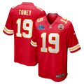 Men's Kansas City Chiefs Kadarius Toney #19 Red Super Bowl LVII Patch Game Jersey1