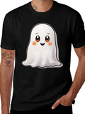 Cute Ghost Graphic Black T-Shirt