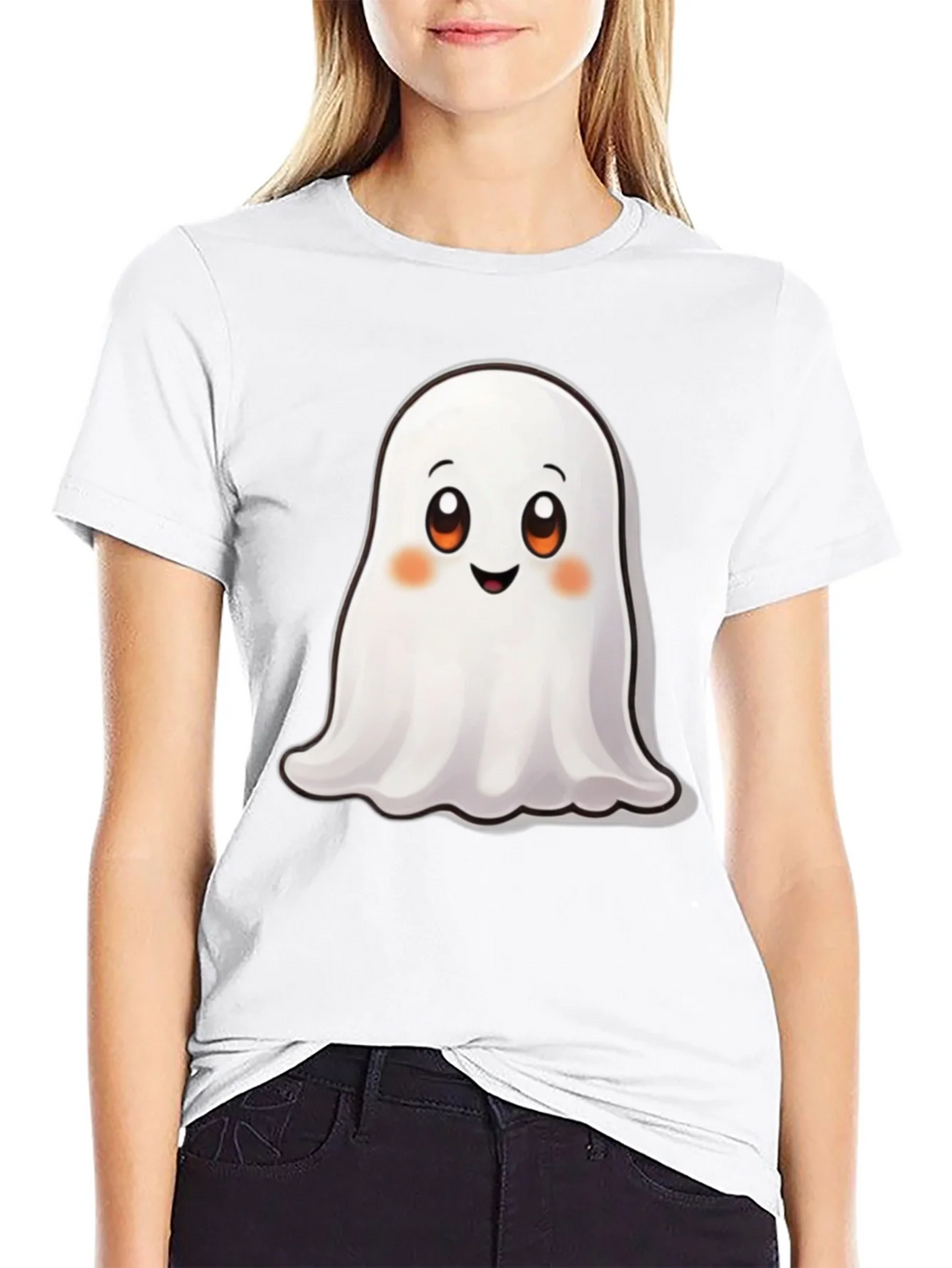 Cute Ghost Graphic Black T-Shirt