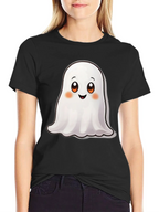 Cute Ghost Graphic Black T-Shirt