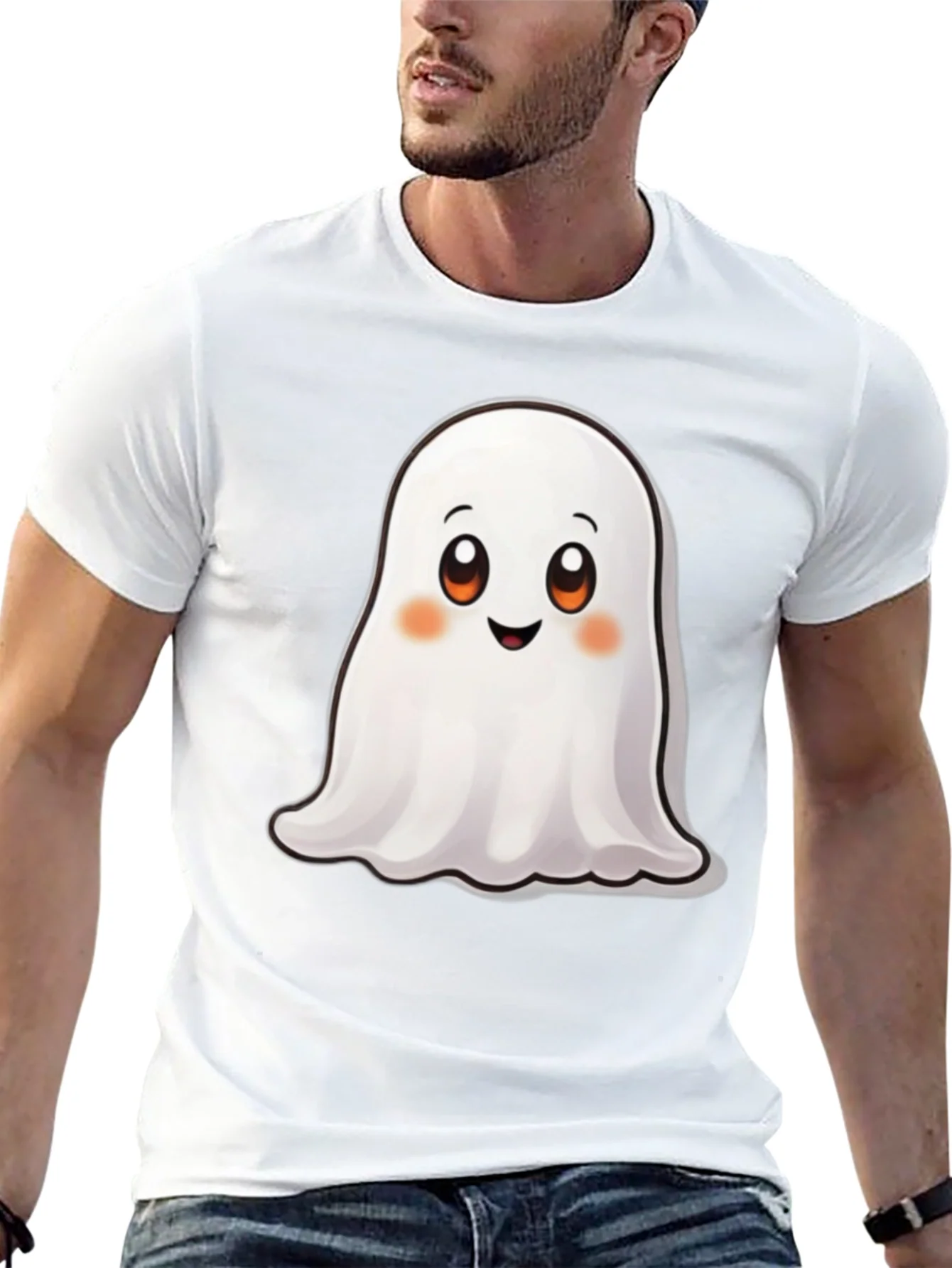 Cute Ghost Graphic Black T-Shirt