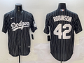 Men's Los Angeles Dodgers Jackie Robinson #42 Black Alternate Limited Player Jersey1
