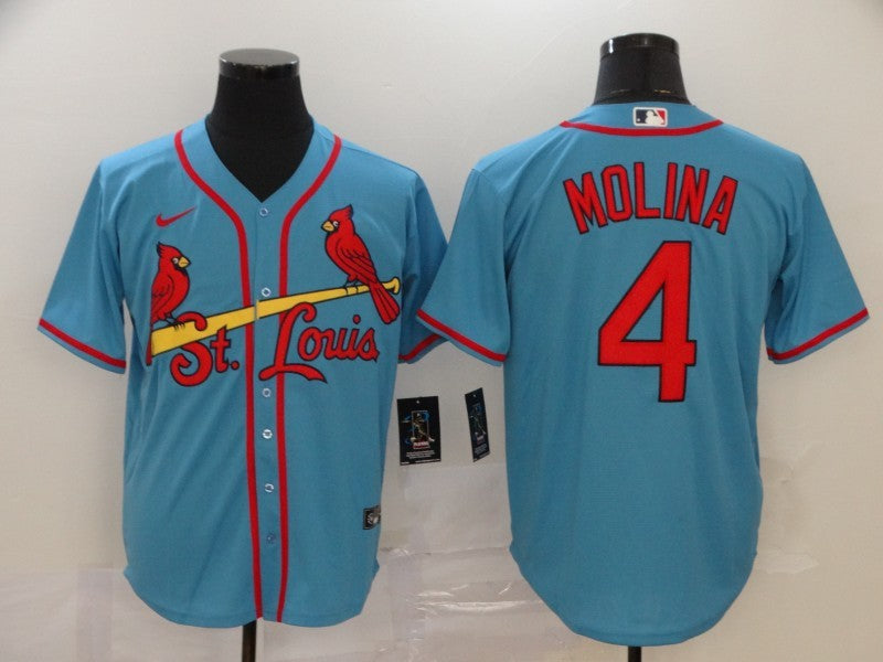 Men's St. Louis Cardinals #4 Yadier Molina Horizon Blue Jersey1