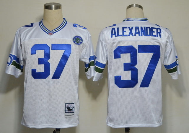 Men's Seattle Seahawks Shaun Alexander  White Legacy Replica Jersey1