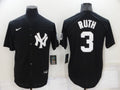 Men's New York Yankees Babe Ruth #3 Black Replica Baseball Jersey1