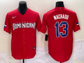 Men's 2023 World Baseball Classic #13 Manny Machado Dominican Republic Red Jersey1