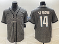 Men's Detroit Lions Amon-Ra St. Brown #14 Gray Game Jersey1 Joint Edition