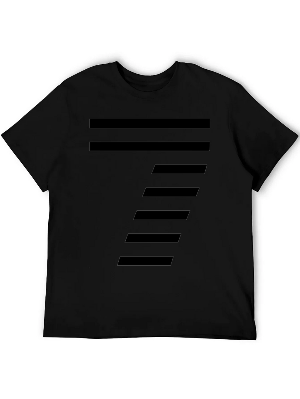 Modern Striped Design Black T-Shirt