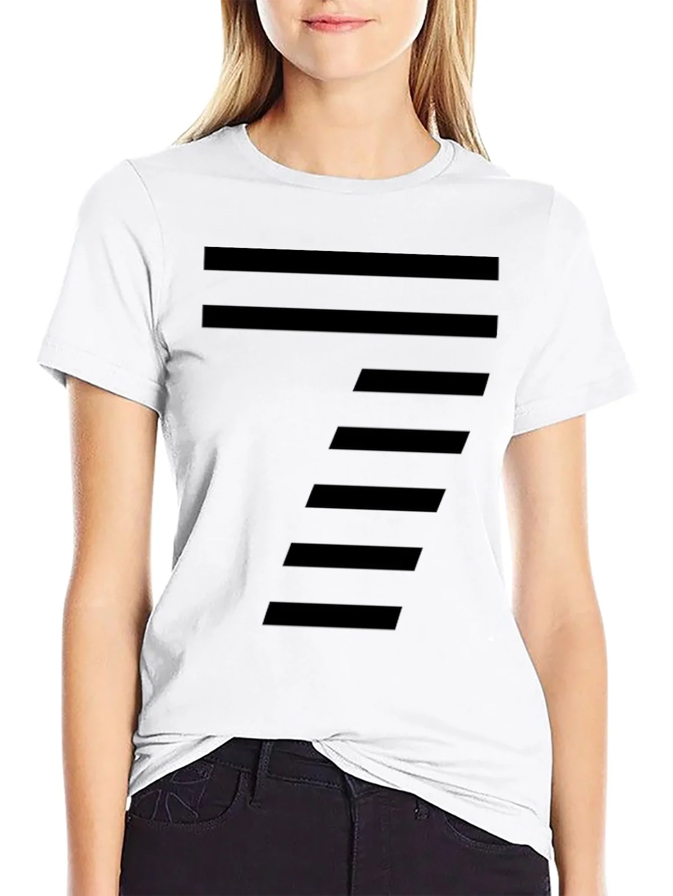 Modern Striped Design Black T-Shirt