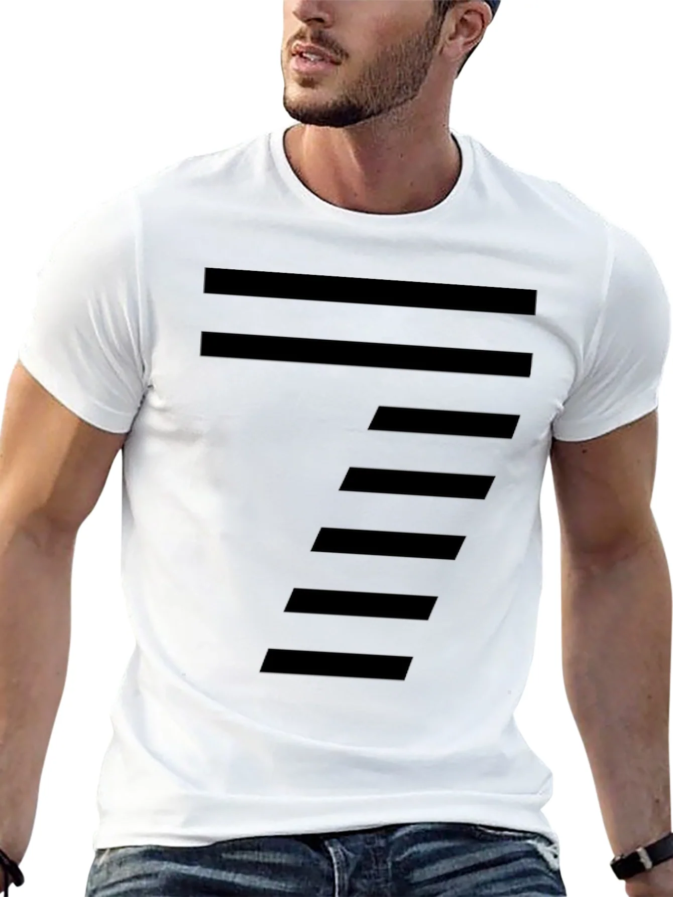 Modern Striped Design Black T-Shirt