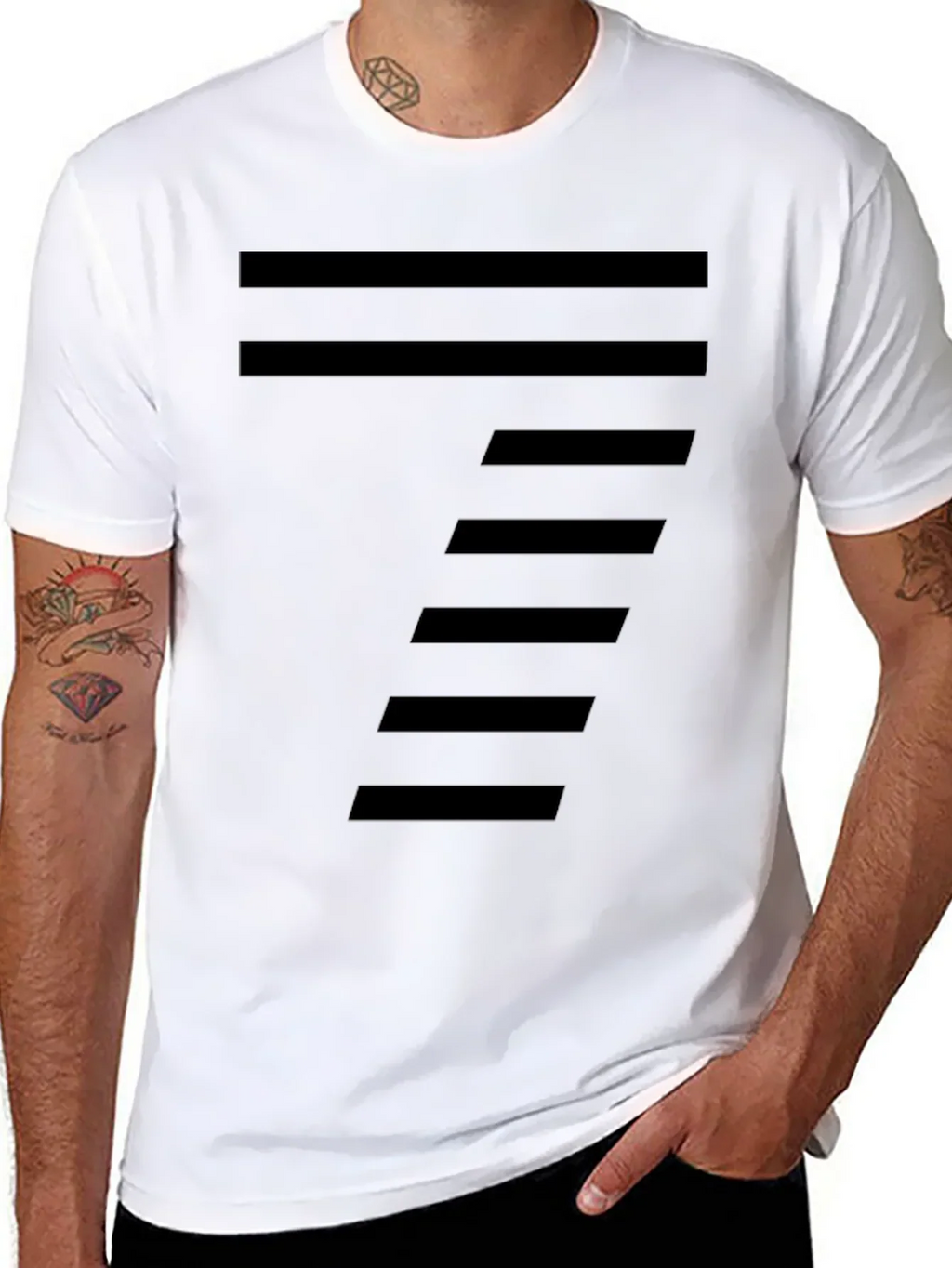 Modern Striped Design Black T-Shirt