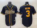 Men's Pittsburgh Steelers Russell Wilson #3 Black Player Jersey1 Joint Edition