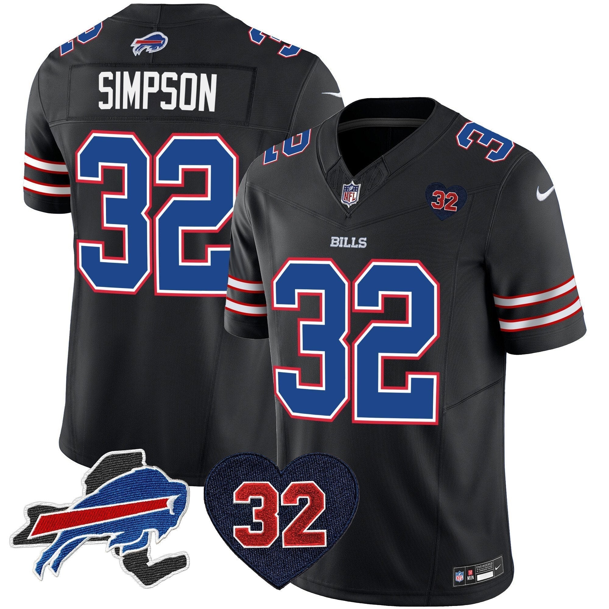 Mens Buffalo Bills O.J. Simpson Patch Vapor Limited Jersey  All Stitched