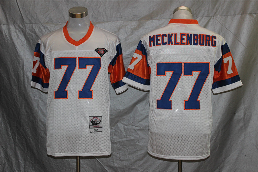 Men's Denver Broncos Karl Mecklenburg  White Legacy Replica Jersey1