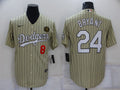 Men's Los Angeles Dodgers Kobe Bryant #8-24 Gold Replica Baseball Jersey1