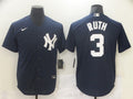 Men's New York Yankees Babe Ruth #3 Navy Replica Baseball Jersey1