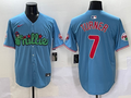 Men's Philadelphia Phillies Trea Turner #7 Blue Player Jersey1