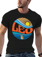 Leo Zodiac Sign Graphic T-Shirt - Groovy Design