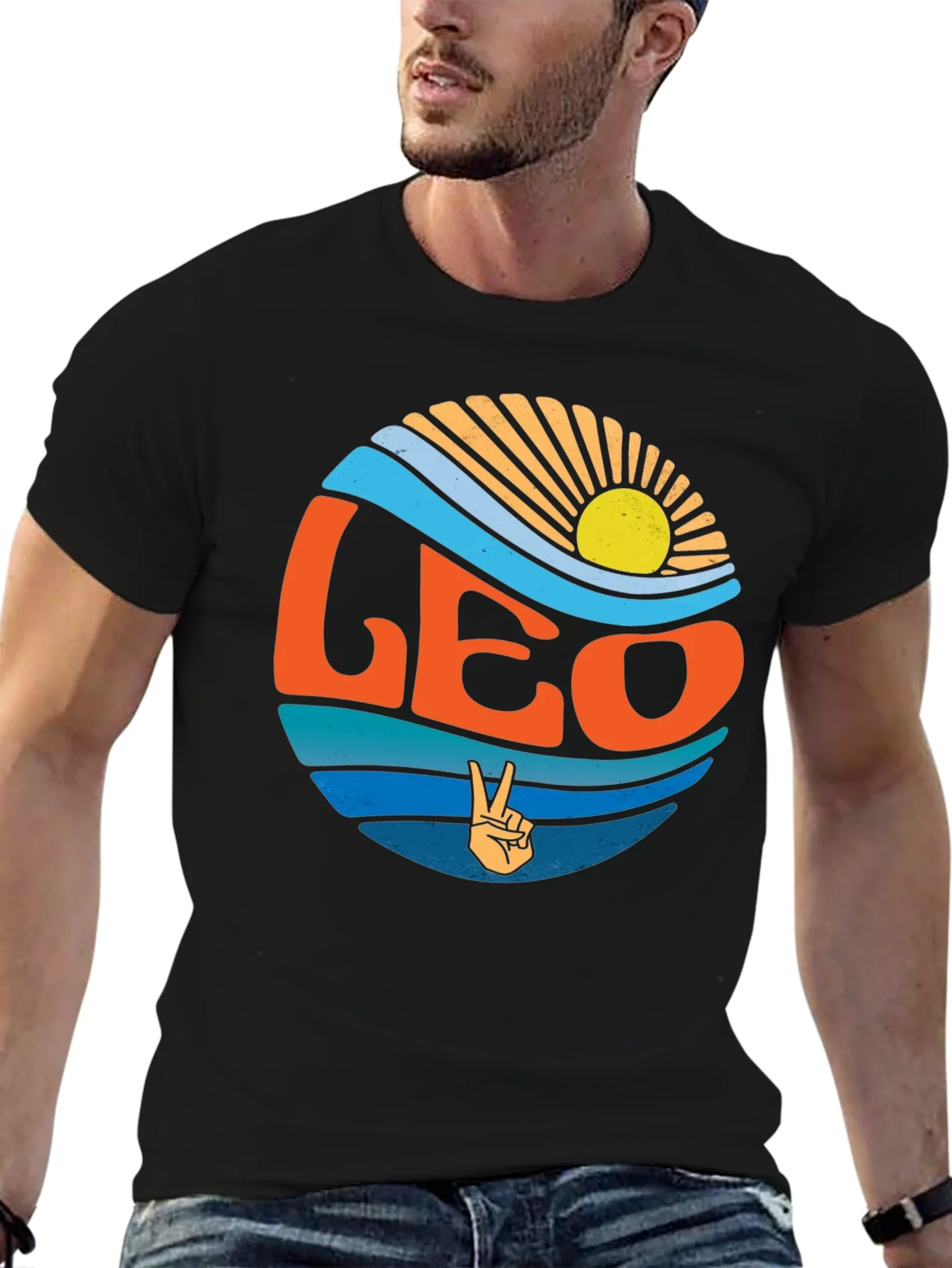 Leo Zodiac Sign Graphic T-Shirt - Groovy Design