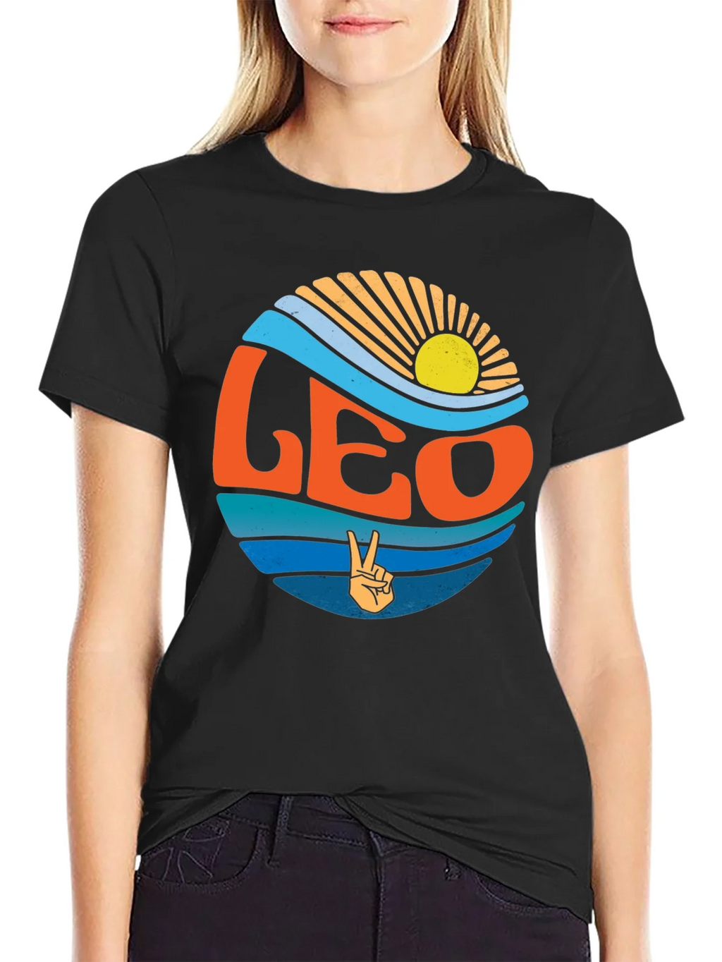 Leo Zodiac Sign Graphic T-Shirt - Groovy Design