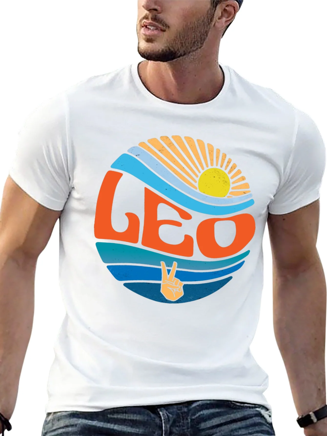 Leo Zodiac Sign Graphic T-Shirt - Groovy Design